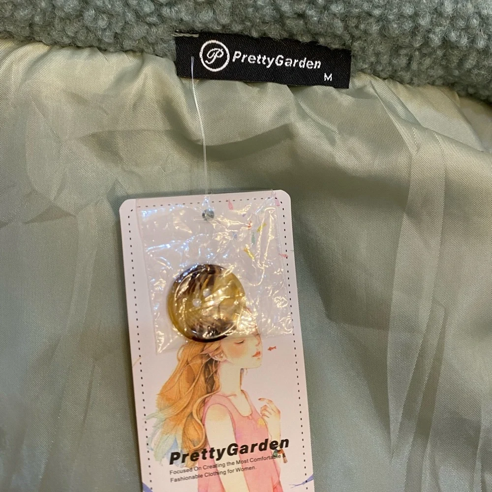 NEW! Pretty Garden Women's Green Cropped Sherpa Jacket Size Medium - Picture 8 of 8